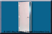 Heavy duty commercial doors with keypad lock.